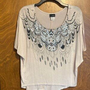 Daytrip Taupe and Black Embellished Blouse